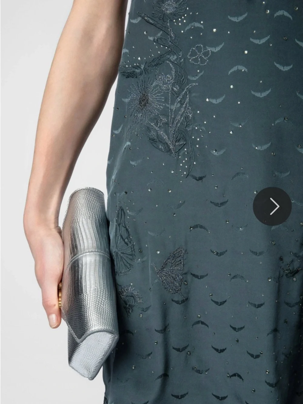 Zadig & Voltaire Calissa Silk Lace Jacquard Dress NWT Nori Grey L - Picture 15 of 15
